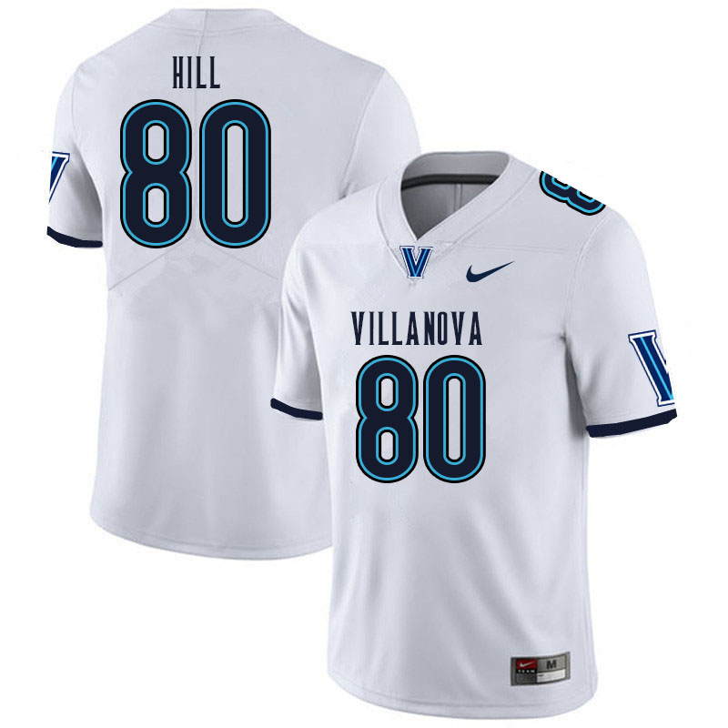 Men #80 Nathaniel Hill Villanova Wildcats College Football Jerseys Sale-White - Click Image to Close
